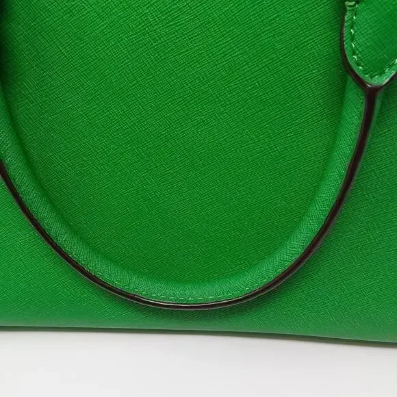 Michael Kors Selma Medium Satchel Green Saffiano Leather Crossbody Tote Purse - Picture 5 of 16